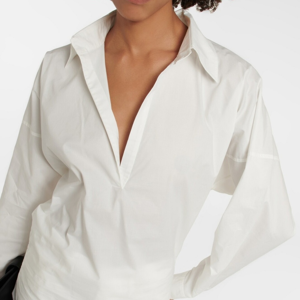 100% Cotton Small Toteme Blouse with dropped shoulders and puffed sleeves - S